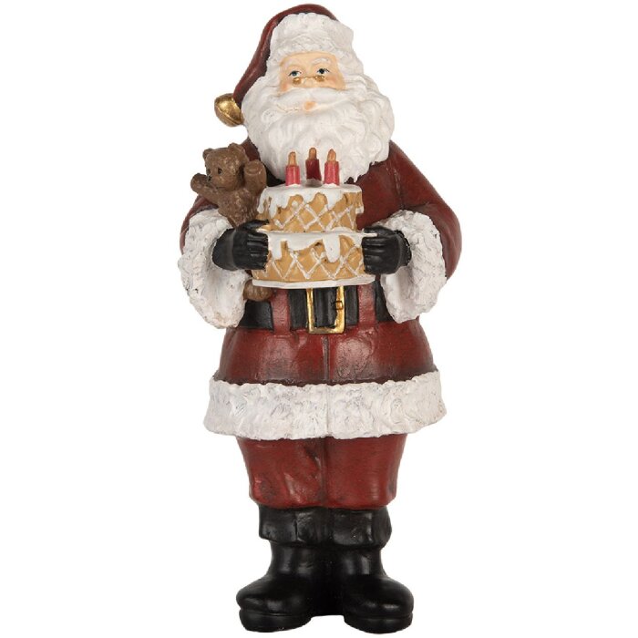Clayre & Eef 6PR5862 Decoración Papá Noel con Tarta 10x10x21 cm