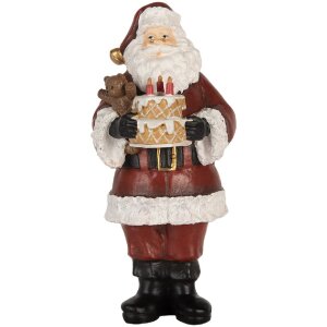 Clayre & Eef 6PR5862 Decoración Papá Noel con Tarta 10x10x21 cm