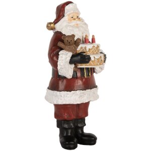 Clayre & Eef 6PR5862 Decoración Papá Noel con Tarta 10x10x21 cm
