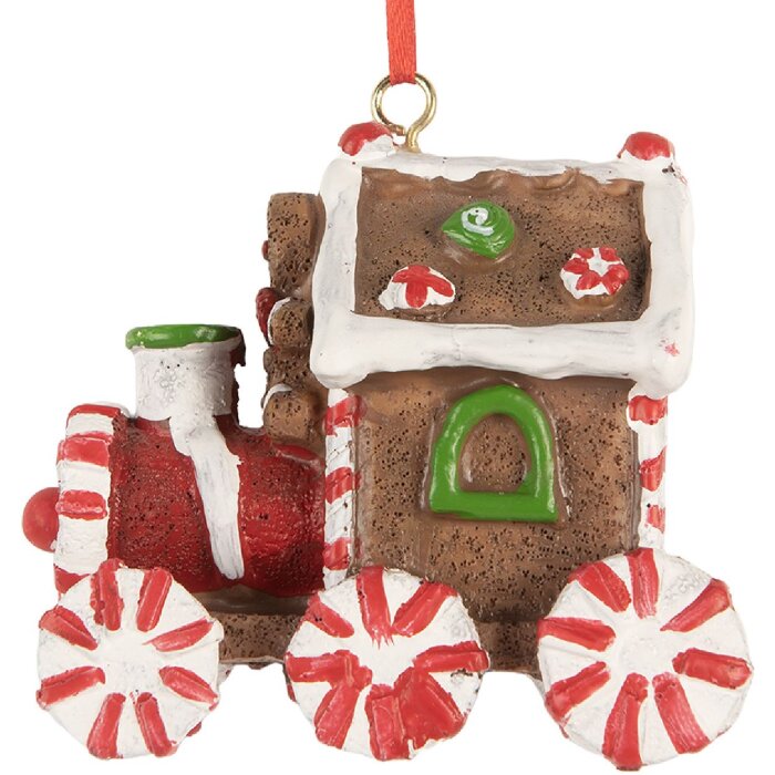 Adorno Decorativo Locomotora Clayre & Eef 6PR5864 9x5x9 cm Marrón-Rojo