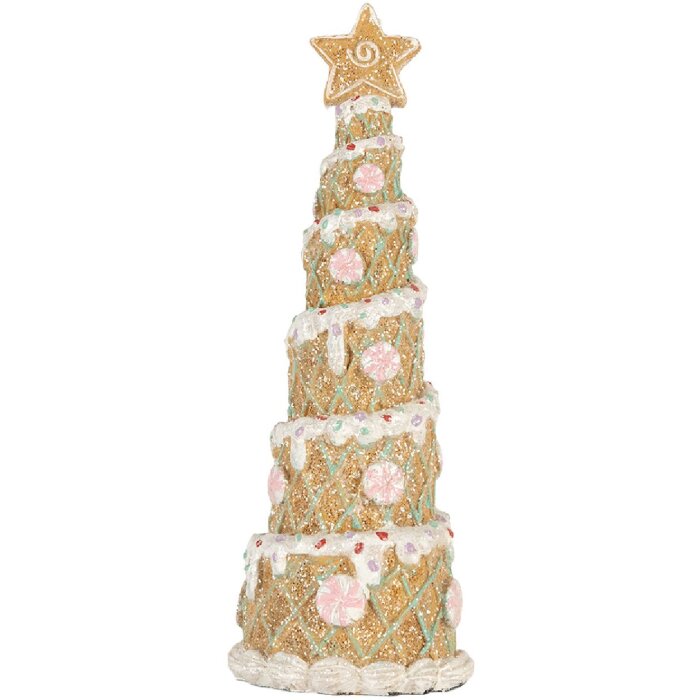 Clayre & Eef 6PR5866 Decoración Árbol de Navidad Ø 9x25 cm Marrón y Blanco