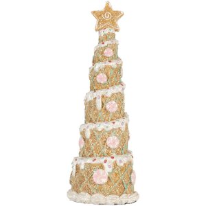 Clayre & Eef 6PR5866 Decoración Árbol de Navidad Ø 9x25 cm Marrón y Blanco