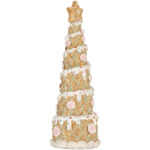 Clayre & Eef 6PR5866 Decoración Árbol de Navidad Ø 9x25 cm Marrón y Blanco