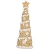 Clayre & Eef 6PR5866 Decoración Árbol de Navidad Ø 9x25 cm Marrón y Blanco