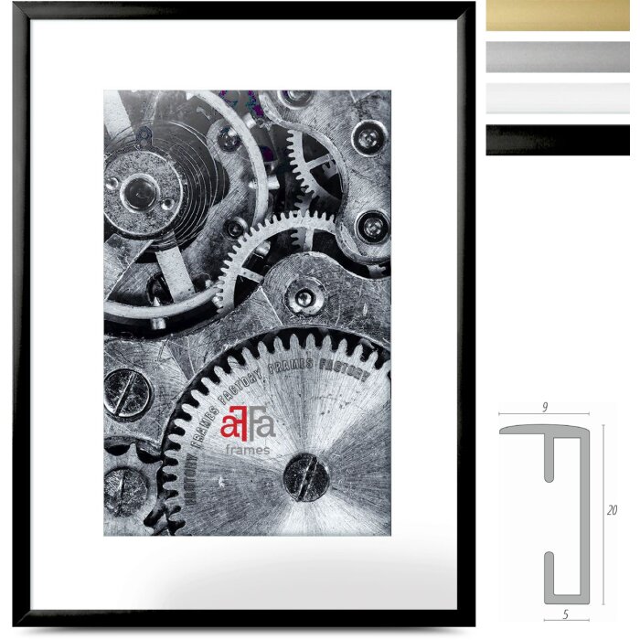 Marco de fotos de aluminio FramesFactory perfil bloque cristal acrílico 10x15 hasta 70x100 cm
