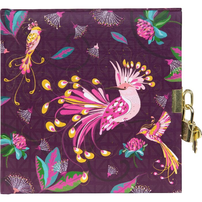 Goldbuch Diario Aves Tropicales ciruela 16x16 cm con cerradura