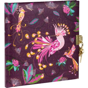 Goldbuch Diario Aves Tropicales ciruela 16x16 cm con cerradura