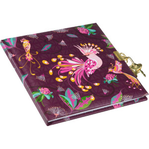 Goldbuch Diario Aves Tropicales ciruela 16x16 cm con cerradura