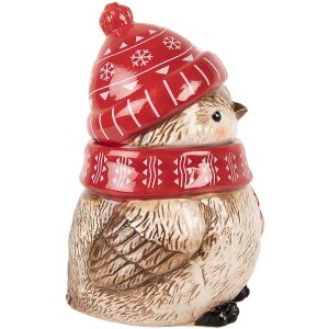 Clayre & Eef 6CEMU0203 Jarra 15x11x17 cm Rojo Beige con tapa