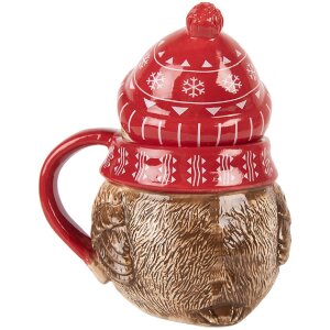 Clayre & Eef 6CEMU0203 Jarra 15x11x17 cm Rojo Beige con tapa