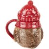 Clayre & Eef 6CEMU0203 Jarra 15x11x17 cm Rojo Beige con tapa