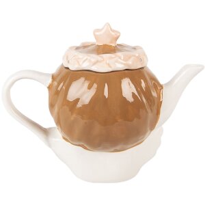 Clayre & Eef 6CETE0184 Tetera 21x12x16 cm Beige-Rosa / 650 ml