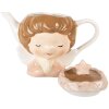 Clayre & Eef 6CETE0184 Tetera 21x12x16 cm Beige-Rosa / 650 ml