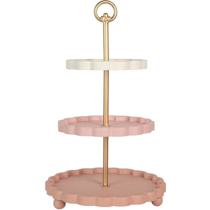Clayre & Eef 6H2458 Estantería de niveles Ø 30x50 cm rosa-blanco