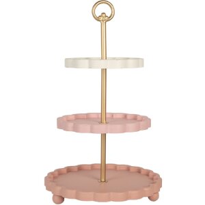 Clayre & Eef 6H2458 Estantería de niveles Ø 30x50 cm rosa-blanco