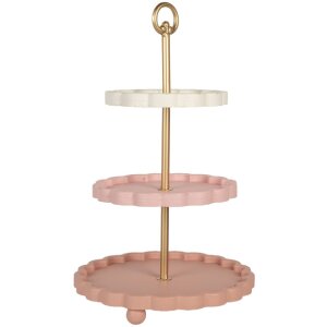 Clayre & Eef 6H2458 Estantería de niveles Ø 30x50 cm rosa-blanco