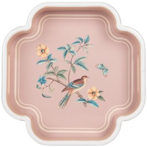 Clayre & Eef 6H2461 Bandeja Decorativa (Set de 2) Beige Rosa 30x30/24x24 cm