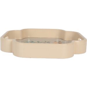 Clayre & Eef 6H2461 Bandeja Decorativa (Set de 2) Beige Rosa 30x30/24x24 cm