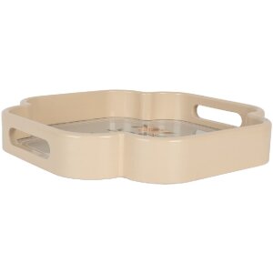 Clayre & Eef 6H2461 Bandeja Decorativa (Set de 2) Beige Rosa 30x30/24x24 cm