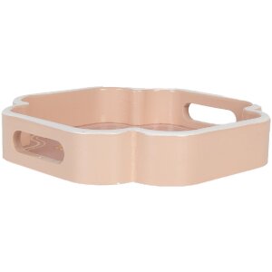 Clayre & Eef 6H2461 Bandeja Decorativa (Set de 2) Beige Rosa 30x30/24x24 cm