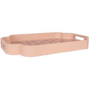 Clayre & Eef 6H2463 Set de Bandejas Decorativas 2 Rosa Violeta 46x30x5 cm / 35x24x5 cm