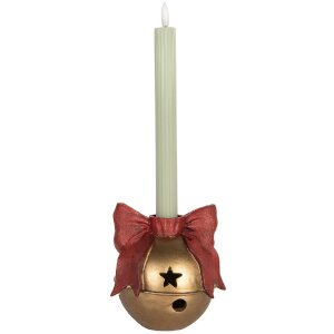 Clayre & Eef 6PR5767 Candelabro 13x12x13 cm Dorado y Rojo