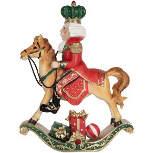 Clayre & Eef 6PR5768 Decoración Cascanueces sobre Caballo Balancín 24x8x31 cm