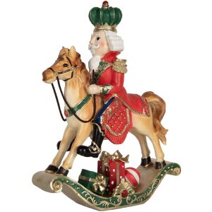 Clayre & Eef 6PR5768 Decoración Cascanueces sobre Caballo Balancín 24x8x31 cm