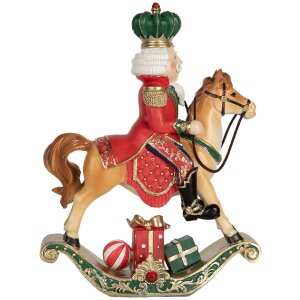 Clayre & Eef 6PR5768 Decoración Cascanueces sobre Caballo Balancín 24x8x31 cm