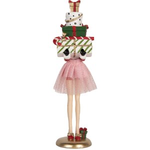 Clayre & Eef 6PR5769 Decoración Mujer 10x10x36 cm Rosa Blanco