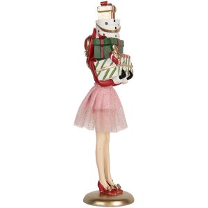 Clayre & Eef 6PR5769 Decoración Mujer 10x10x36 cm Rosa Blanco