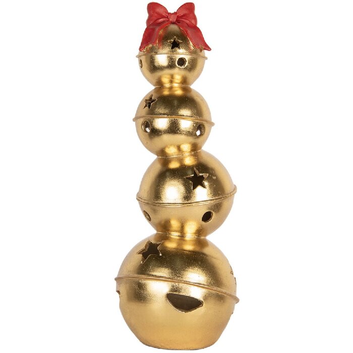 Clayre & Eef 6PR5771 Decoración de Campanas Apiladas 20x20x54 cm Dorado Rojo
