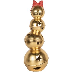 Clayre & Eef 6PR5771 Decoración de Campanas Apiladas 20x20x54 cm Dorado Rojo