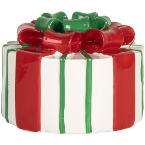 Clayre & Eef 6PR5774 Candelabro 12x11x7 cm Blanco con toques rojos