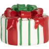 Clayre & Eef 6PR5774 Candelabro 12x11x7 cm Blanco con toques rojos