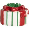 Clayre & Eef 6PR5774 Candelabro 12x11x7 cm Blanco con toques rojos