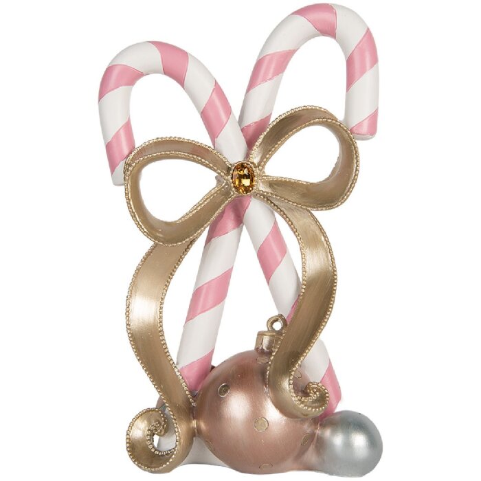 Clayre & Eef 6PR5775 Decoración Bastón de Caramelo 19x14x30 cm Rosa Dorado