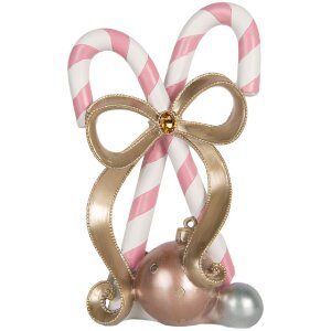 Clayre & Eef 6PR5775 Decoración Bastón de Caramelo 19x14x30 cm Rosa Dorado