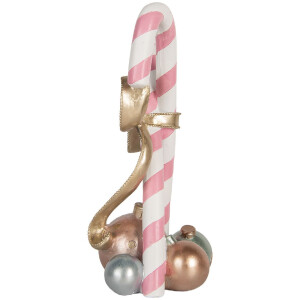 Clayre & Eef 6PR5775 Decoración Bastón de Caramelo 19x14x30 cm Rosa Dorado