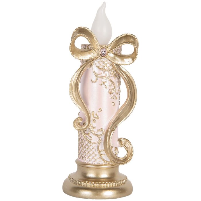 Clayre & Eef 6PR5776 Vela decorativa con LED 10x10x25 cm Dorado Rosa 2xAAA