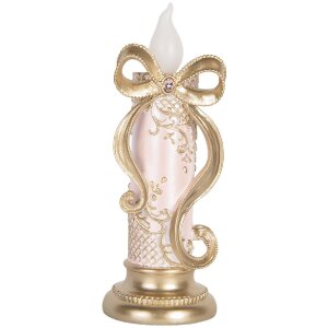 Clayre & Eef 6PR5776 Vela decorativa con LED 10x10x25 cm Dorado Rosa 2xAAA