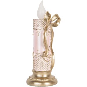 Clayre & Eef 6PR5776 Vela decorativa con LED 10x10x25 cm Dorado Rosa 2xAAA