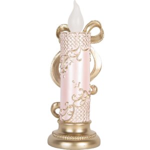 Clayre & Eef 6PR5776 Vela decorativa con LED 10x10x25 cm Dorado Rosa 2xAAA
