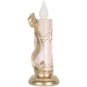 Clayre & Eef 6PR5776 Vela decorativa con LED 10x10x25 cm Dorado Rosa 2xAAA