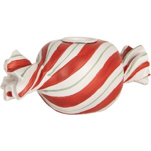 Clayre & Eef 6PR5778R Candelabro 14x7x6 cm Rojo Blanco