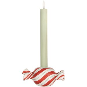 Clayre & Eef 6PR5778R Candelabro 14x7x6 cm Rojo Blanco