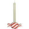 Clayre & Eef 6PR5778R Candelabro 14x7x6 cm Rojo Blanco