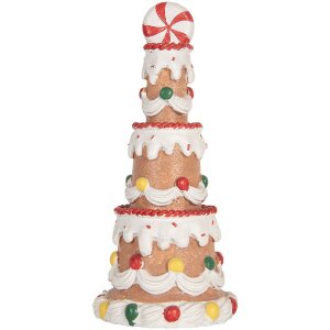 Clayre & Eef 6PR5779 Tarta Decorativa Ø 10x22 cm Marrón-Blanco