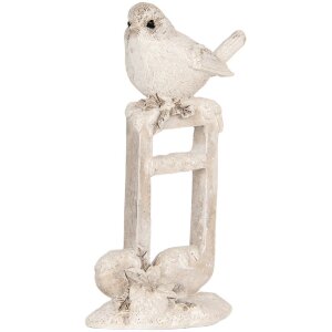 Clayre & Eef 6PR5927 Decoración Pájaro Beige-Blanco 8x4x13 cm