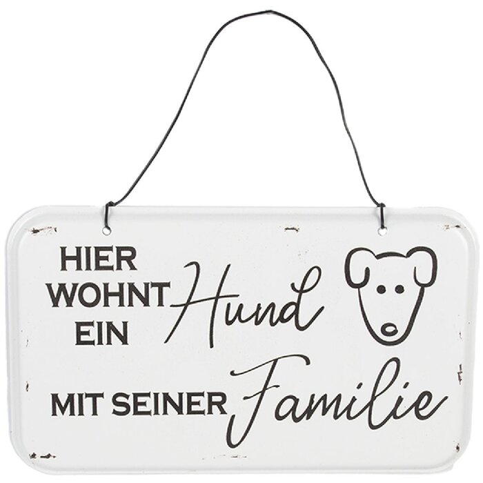 Clayre & Eef 6Y5689 Cartel de Texto 20x1x12 cm Blanco